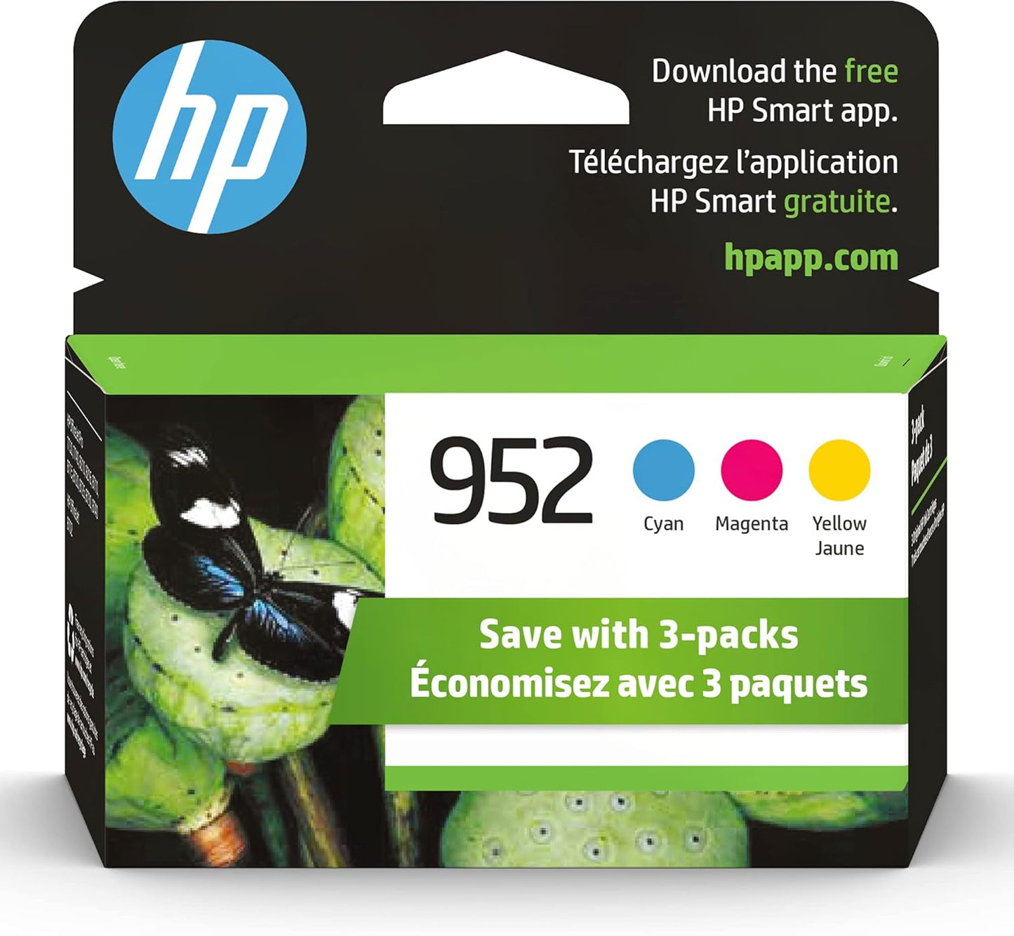 HP 952 Cyan, Magenta, Yellow Ink Cartridges (3-pack) | Works with Printer Series: OfficeJet 8702, HP OfficeJet Pro 7720, 7740, 8210, 8710, 8720, 8730, 8740 | Eligible for Instant Ink | N9K27AN