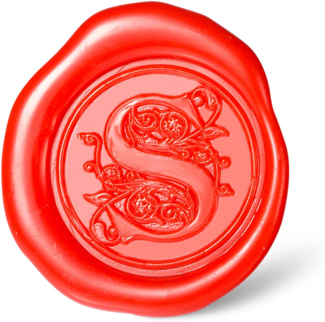 Mceal Wax Seal Stamp, Large Seal 1 1/5"(30mm) Dia, Silver Brass Head with Wooden Handle, Regal Letter A to Z Series (Letter S)