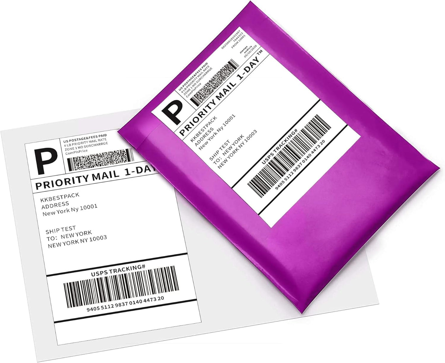 KKBESTPACK Fan Fold 4x6 Direct Thermal Shipping Labels, Direct Thermal Printer Label (Pack of 500)