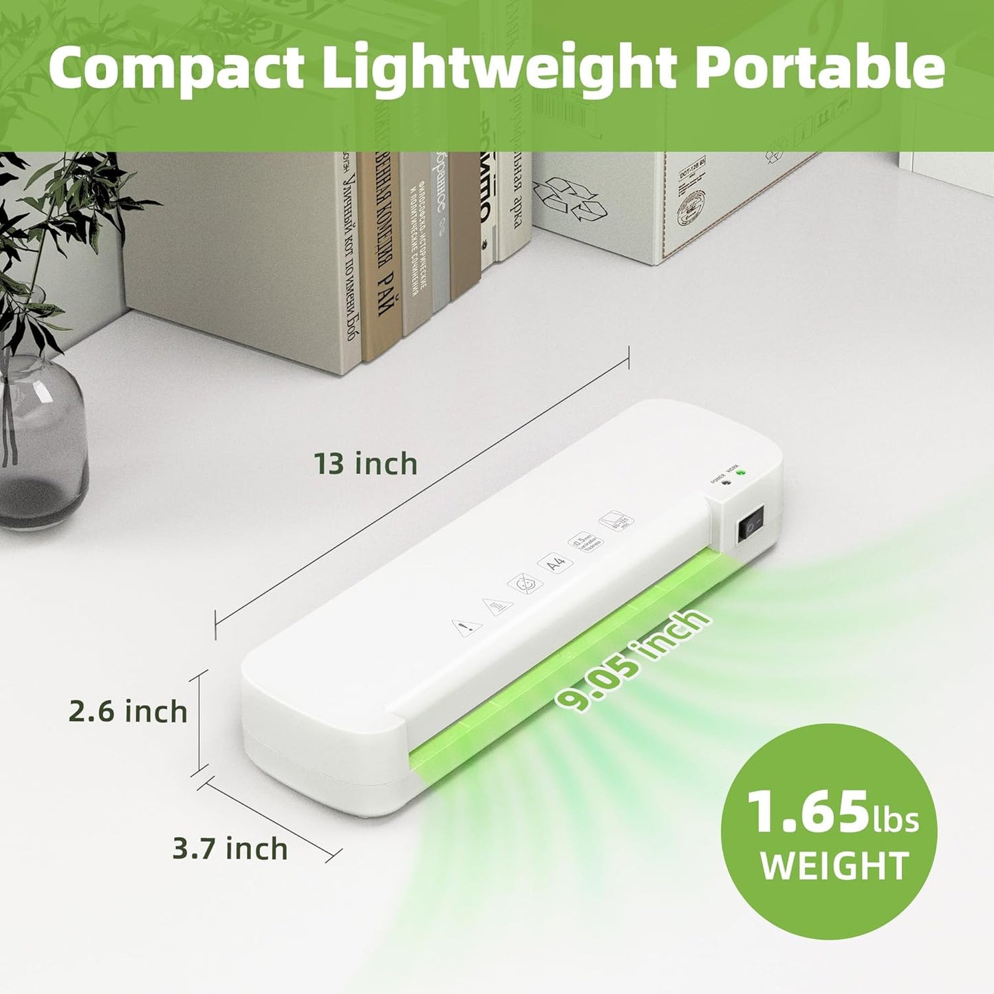 Laminator Machine with 40 Laminating Sheets, Thermal Laminator with Paper Trimmer & Corner Rounder, Laminating Kit for Home Office School and Class, White