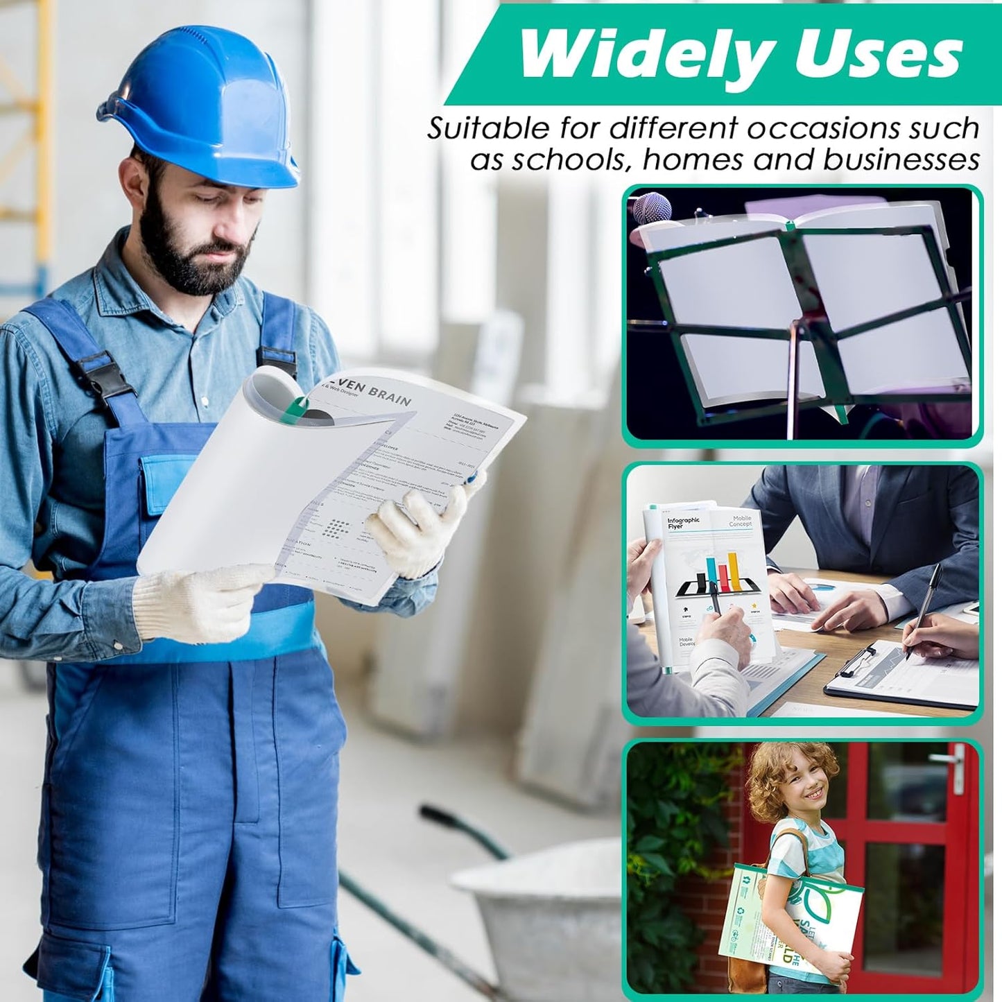 Thenshop 100 Pcs Clear Report Covers with Sliding Bars Sliding Bar File Folder Binder Plastic Report Folder for File Paper Book Resume Letter Office, 30 Sheet Capacity(Green)