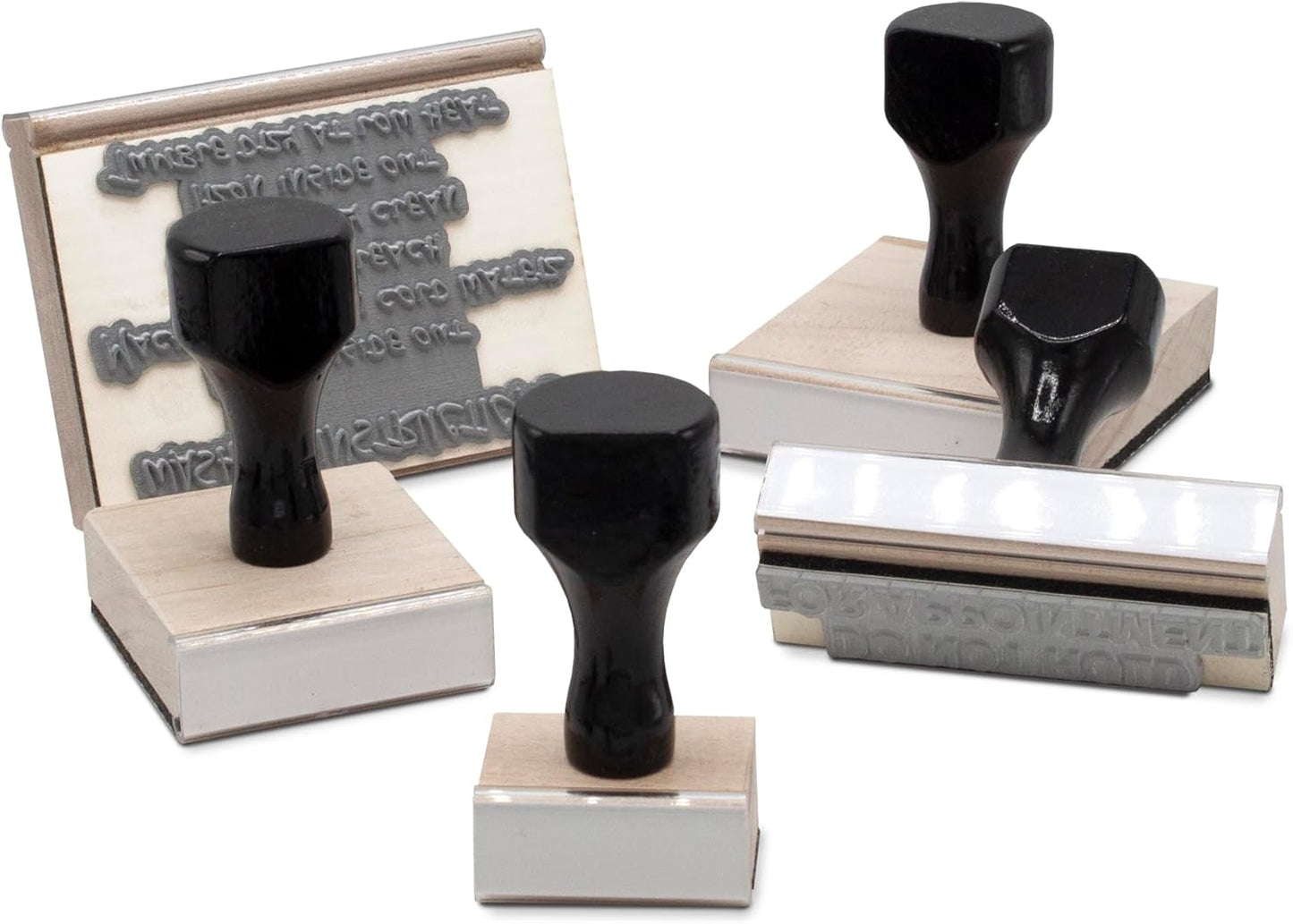 Infusion Custom Text Traditional Wood Stamp with Plastic Handle, 1" x 2"