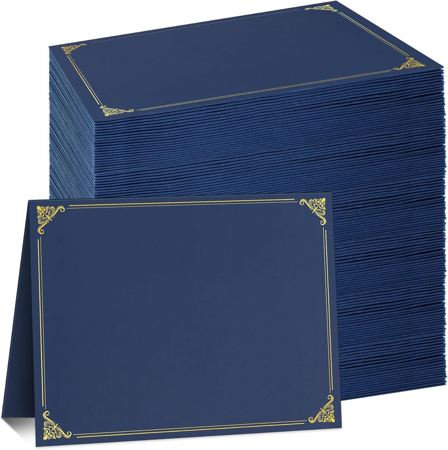 Ndsox 120 Packs Navy Blue Certificate Holders, Graduation Diploma Holders, 350GSM, Diploma Covers with Gold Foil Border for Letter Size 8.5" x 11" Award Certificate Paper, Cardstocks and Documents