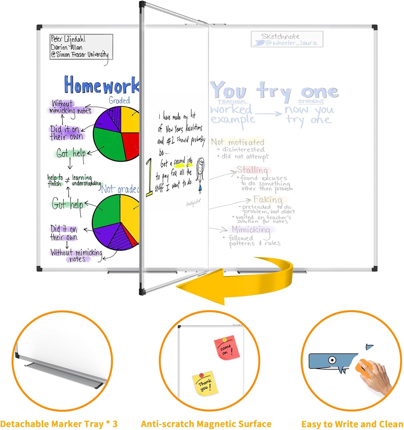 XBoard Magnetic Whiteboard 72 x 48 Inch | Giant Foldable Dry Erase White Board for Wall with Marker Tray 6' x 4' | Extra Large Aluminum Frame Folding Message Presentation Board