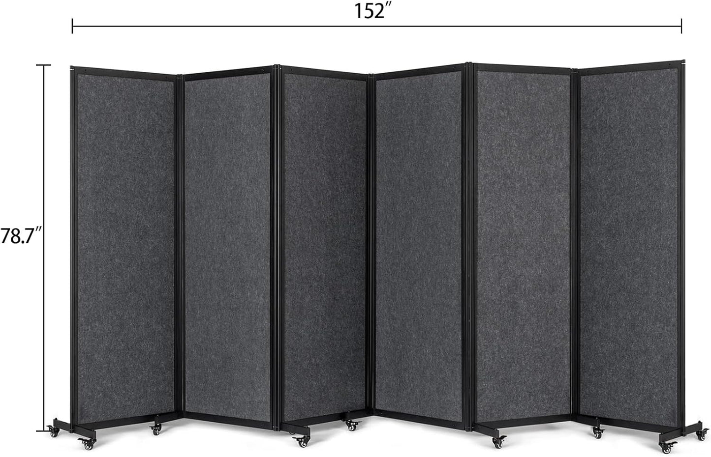 Room Partition,Office Divider,Portable Commercial Screen Dividers,Privacy Partition Separator,Classroom School Dividers, 12'7"L* 6'7"H,6 Panel,Grey