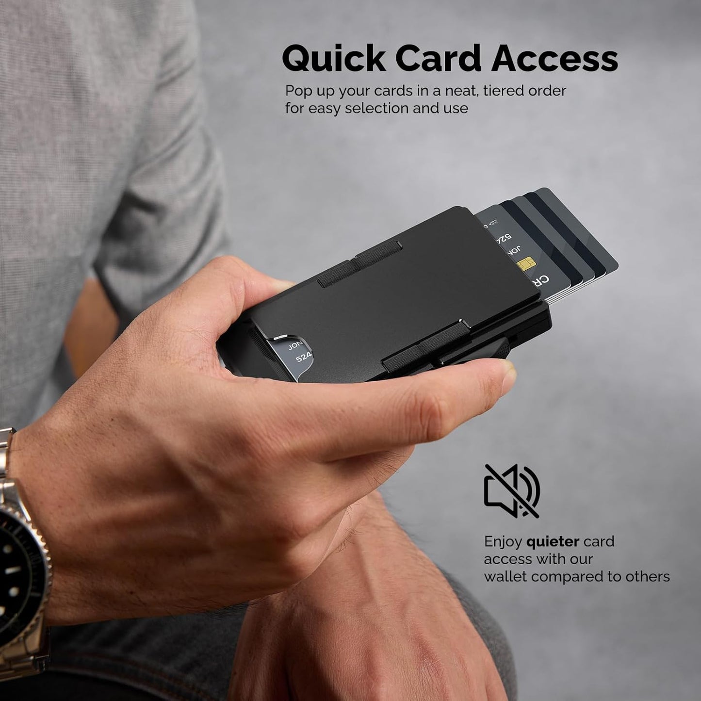 Wallet for Men with Money Clip - Holds 10-20 Cards, RFID Blocking Card Holder Wallets with Smart Card Slot, Minimalist Mens Wallet, Metal Pop Up Wallet, Gifts for Men Black