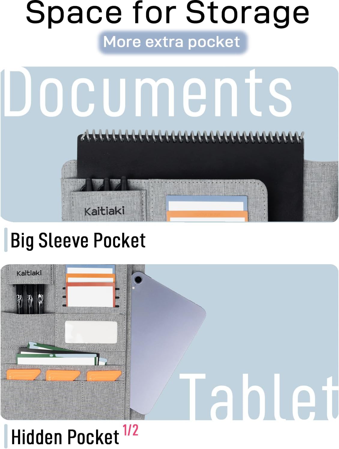 Sturdy Planner Cover for Rocketbook Smart Notebook - Water-Resistant Fabric Padfolio, Business Padfolio with Zipper Pen Pocket, Fits 8.5 x 11 Letter Size, Rocketbook Accessories (Gray)