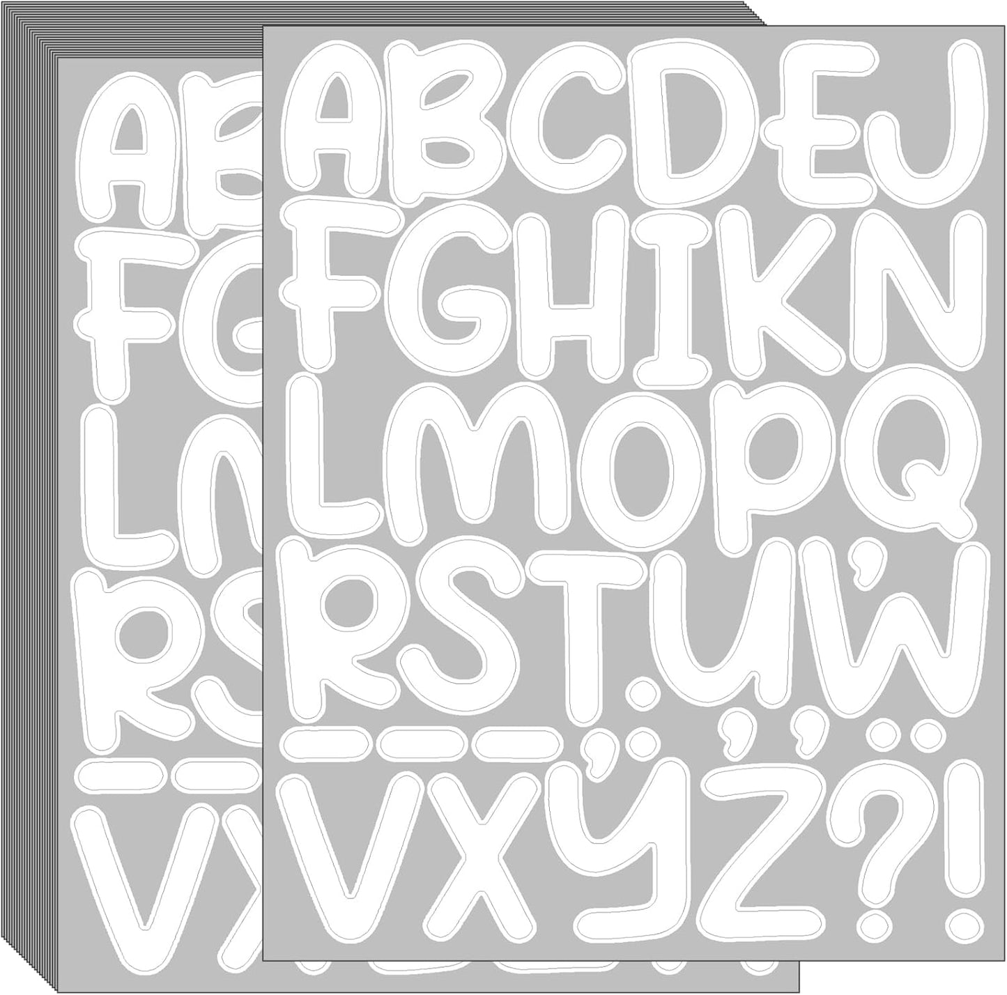 Bemeol 912 Pieces Letter Stickers 24 Sheets 2 Inch Alphabet Letter Stickers Self Adhesive Sticker Letters for Bulletin Board Classroom Mailbox Door Home Decor(White)