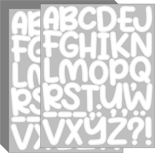 Bemeol 912 Pieces Letter Stickers 24 Sheets 2 Inch Alphabet Letter Stickers Self Adhesive Sticker Letters for Bulletin Board Classroom Mailbox Door Home Decor(White)