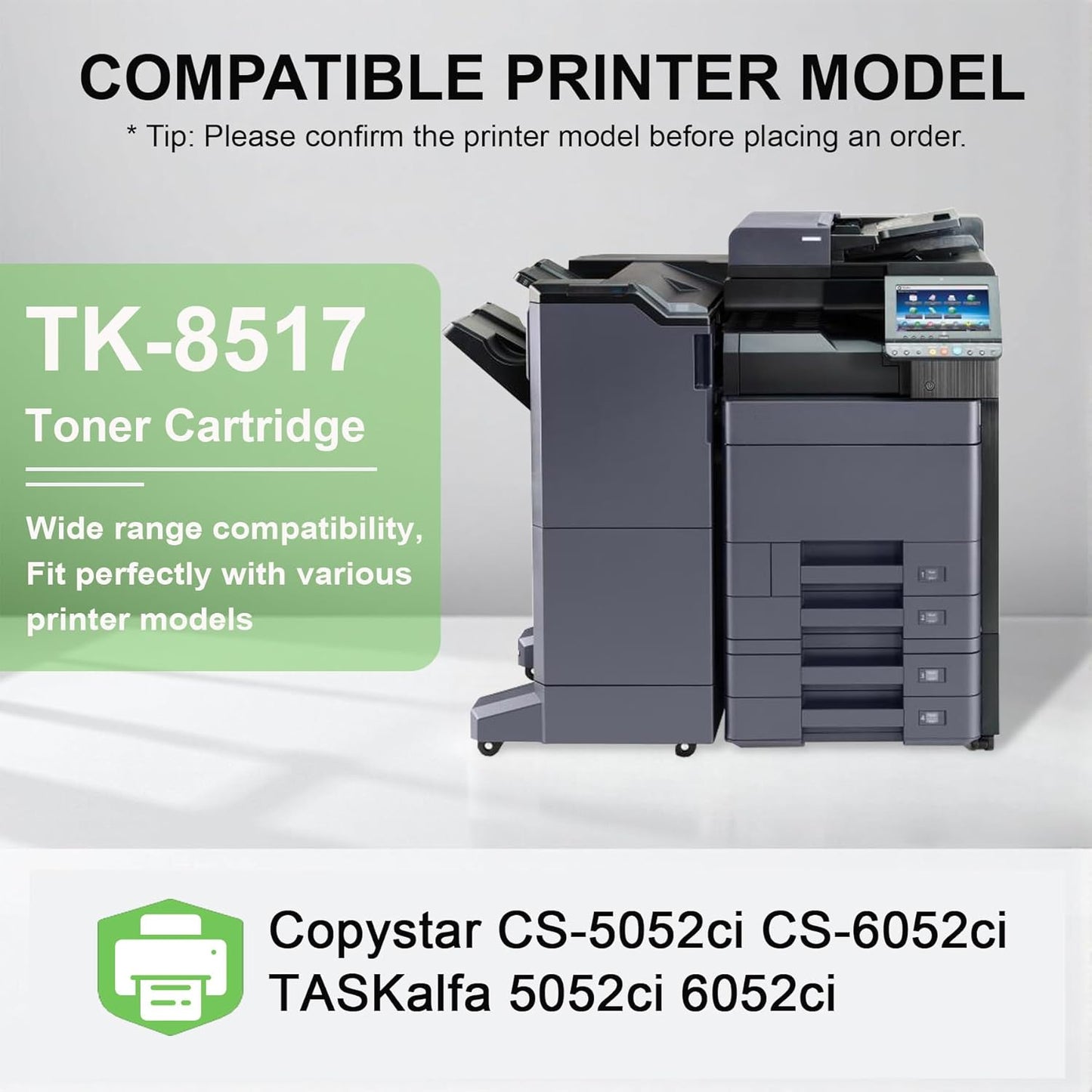 1 Pack Compatible TK8517 Cyan Toner Cartridge: Compatible TK8517C Toner Cartridge Replacement TK-8517C Toner for Kyocera Copystar CS-5052ci CS-6052ci TASKalfa 5052ci 6052ci Printer, Color 20500 Pages
