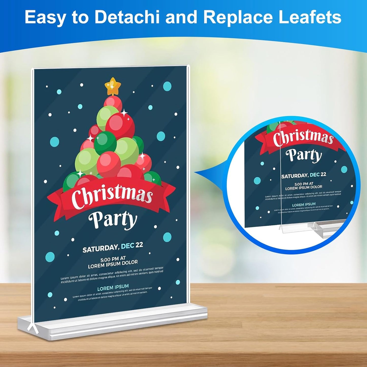 Acrylic Sign Holder 5.5x8.5 Inches 4 Pack, Double Sided Clear Display Stand Table Top Sign Paper Holder, Vertical Menu Flyer Holder, Plastic Sign Frame for Stores, Restaurants, Hotels, Office