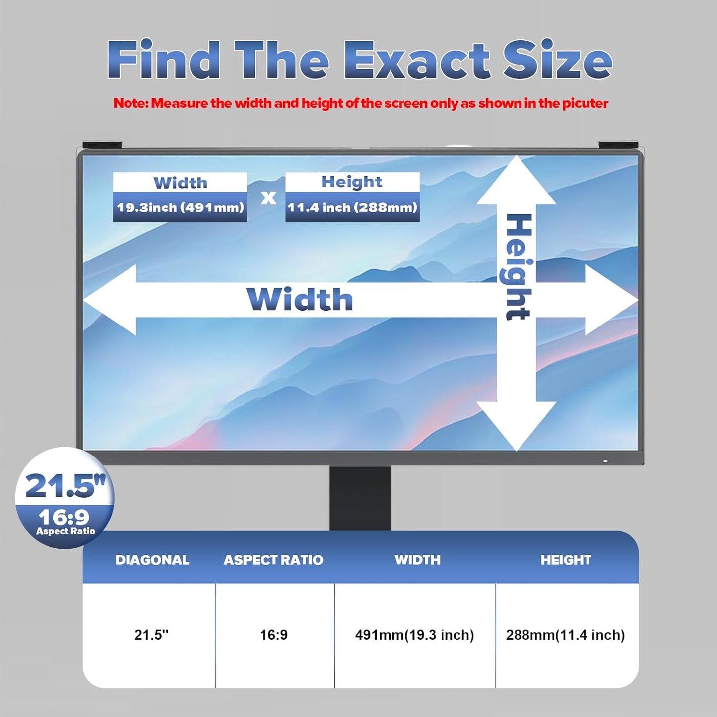 Computer Privacy Screen Filter 21.5 Inch, 9H Hardness Hanging Computer Screen Privacy Shield Compatible with 16:9 Widescreen Monitor, Eye Protection and Blue Light Blocks………