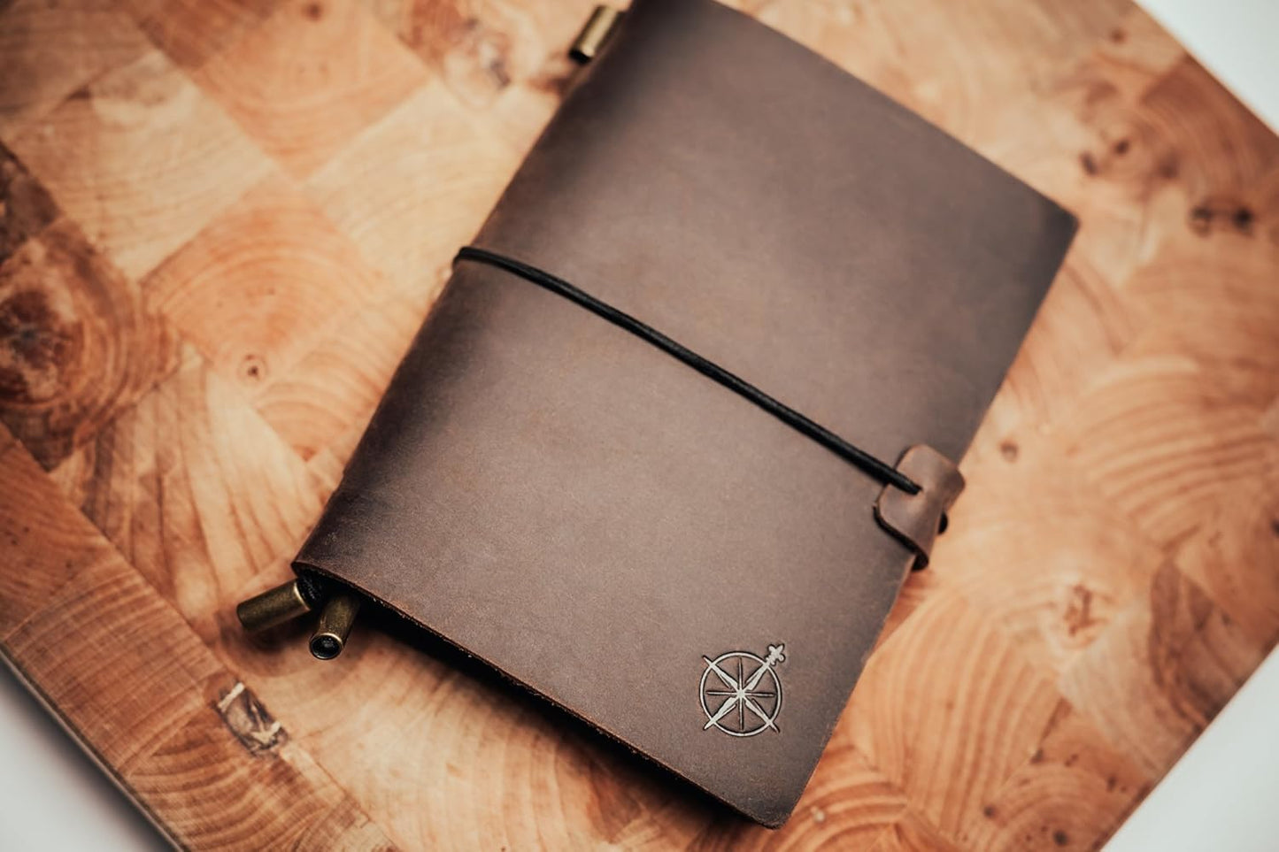 WANDERINGS Pocket Notebook - 4" x 5.1" / 10cm x 13cm - Small, Passport Size Refillable Travelers Notebook - A Beautifully Handcrafted, Rugged and Leather Pocket Journal. Includes 80 GSM Blank Inserts