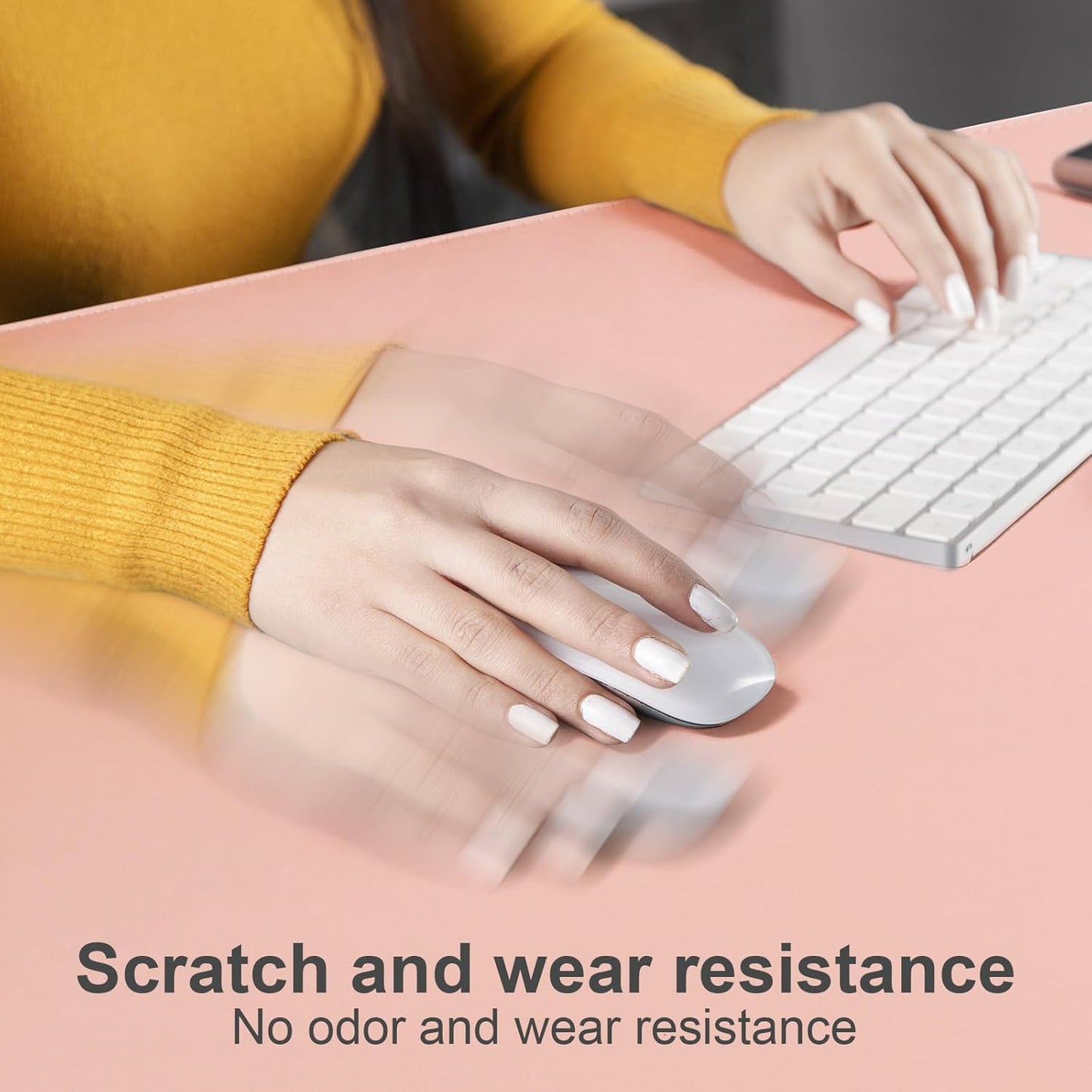 DAWNTREES Desk Mat Protector,PU Leather Desk Pad,Non Slip, Large Mouse Pad and Keyboard Mat, Waterproof Writing Pad for Office and Home (Pink)