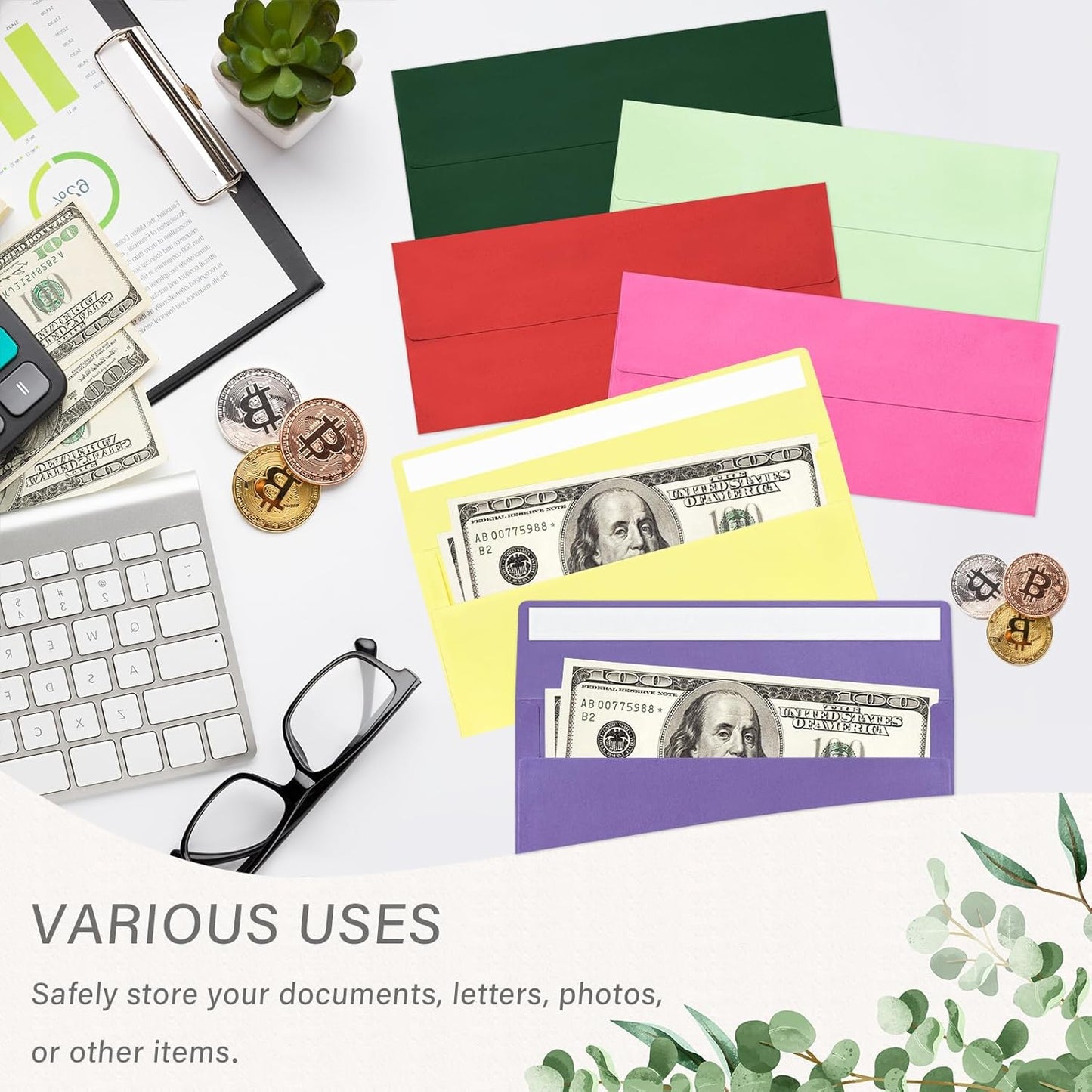 100 Pack #10 Business Envelopes, Self Seal Standard Light Green Envelopes for Secure Business & Legal Mailing, Office, Checks, Letter, Invoices, 4 1/8 x 9 1/2 Inches