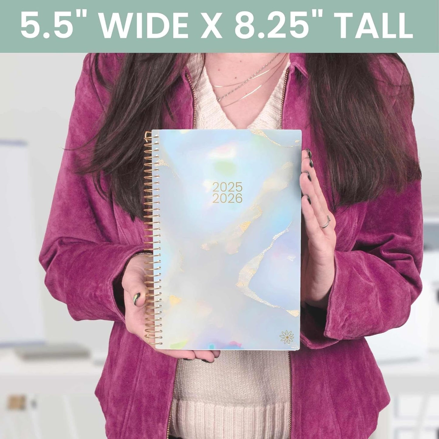 bloom daily planners 2025-2026 Academic Year Daily Planner (July 2025 - July 2026) - A5 Weekly & Monthly Calendar Agenda Organizer Book with Stickers - 5.5" x 8.25" - Iridescent Opal