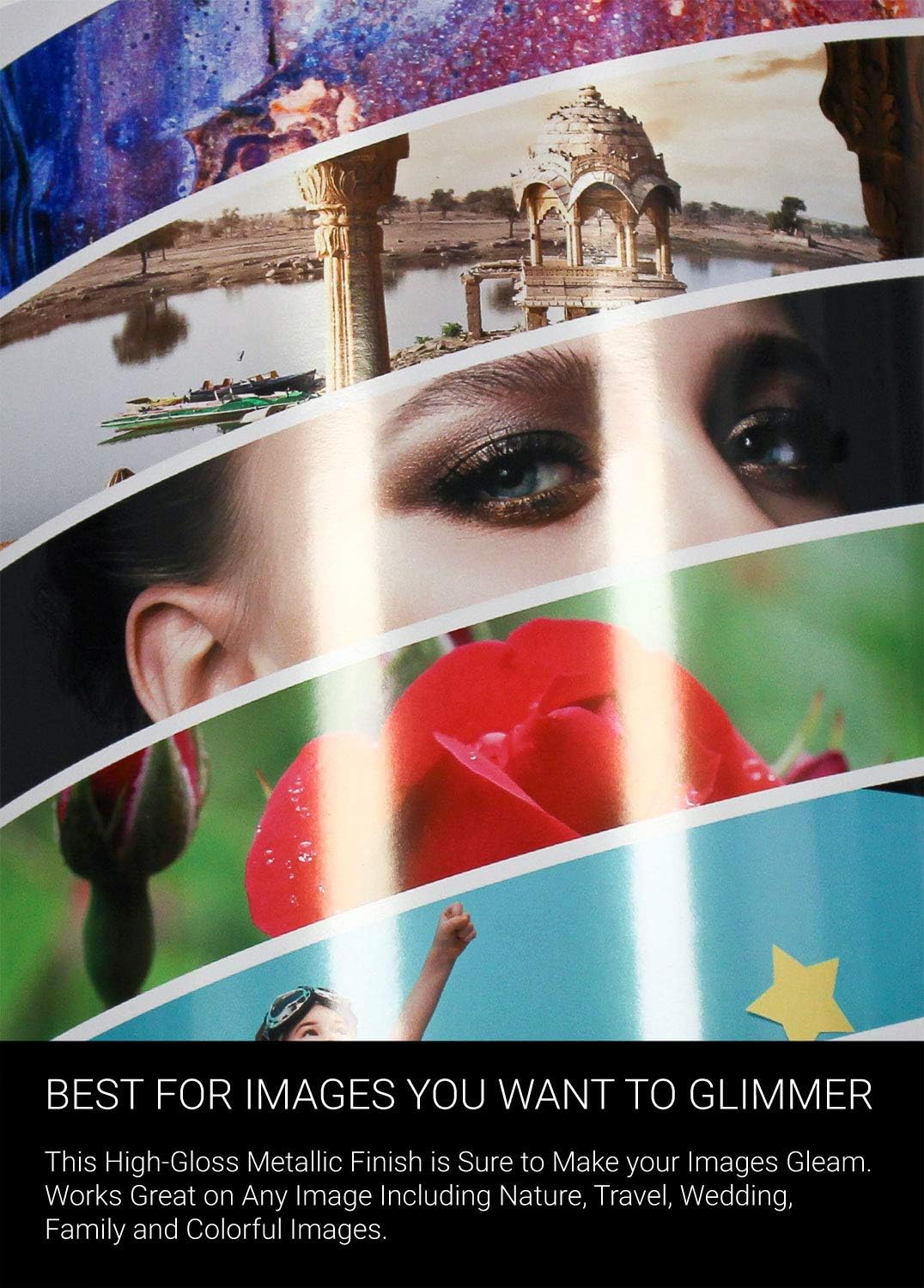 Vibrance Metallic Photo Printer Paper 10 mil 255 gsm Premium Photo Paper Sheets 17 x 22 inches 50 Sheets Works with All Inkjet Printers Including Professional Makes and Models Like Epson Canon HP