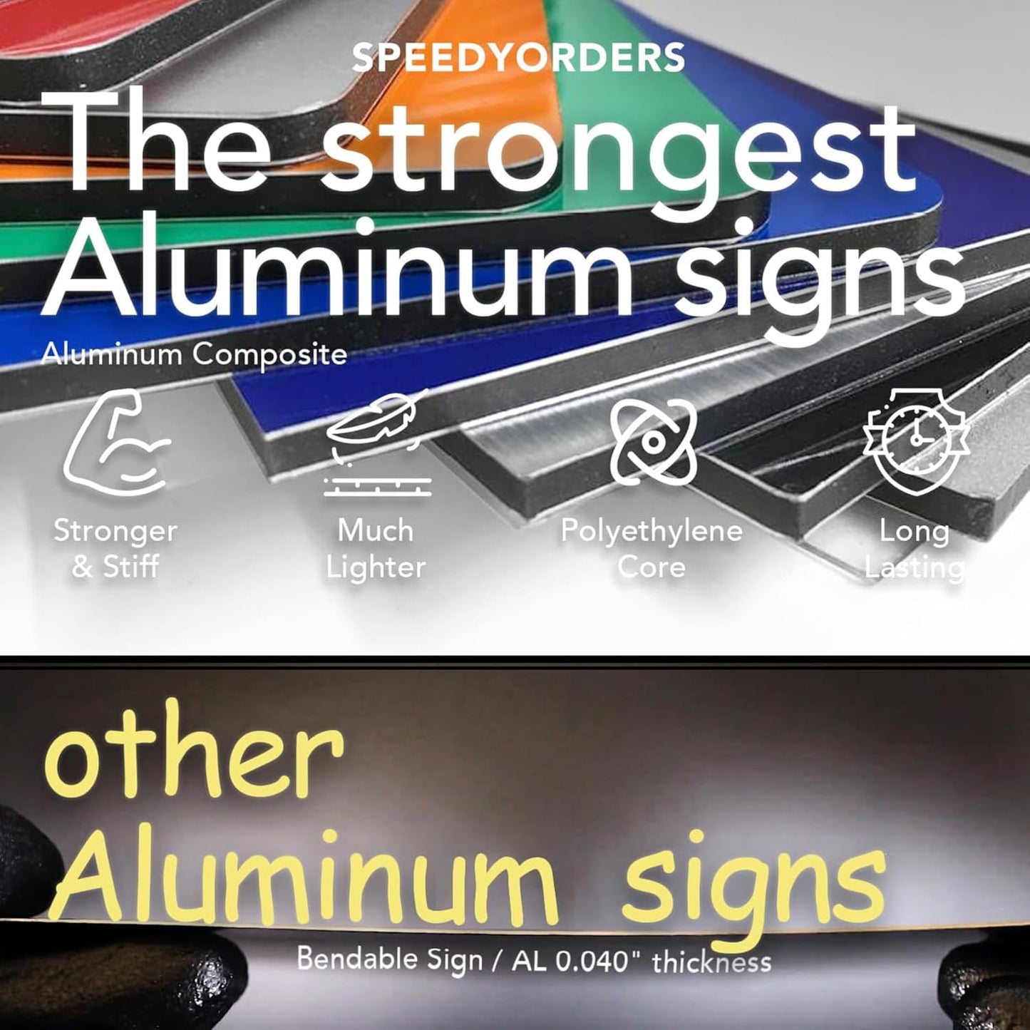 Custom Outdoor Metal Signs - Personalized Aluminum Business Signs, Waterproof, White (Yellow Background, 12x8 In)