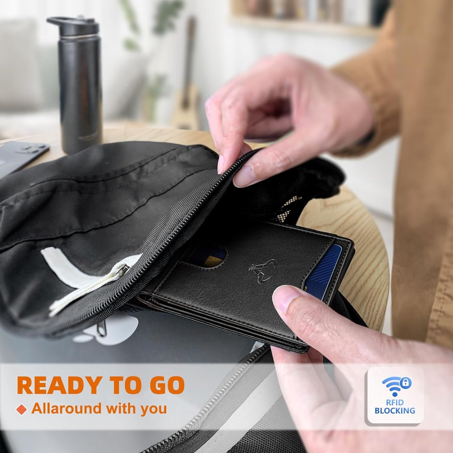 BULLIANT Men Wallet, Slim Leather Wallet Front Pocket Card Holder Gift For Men 11 Slots RFID Blocking