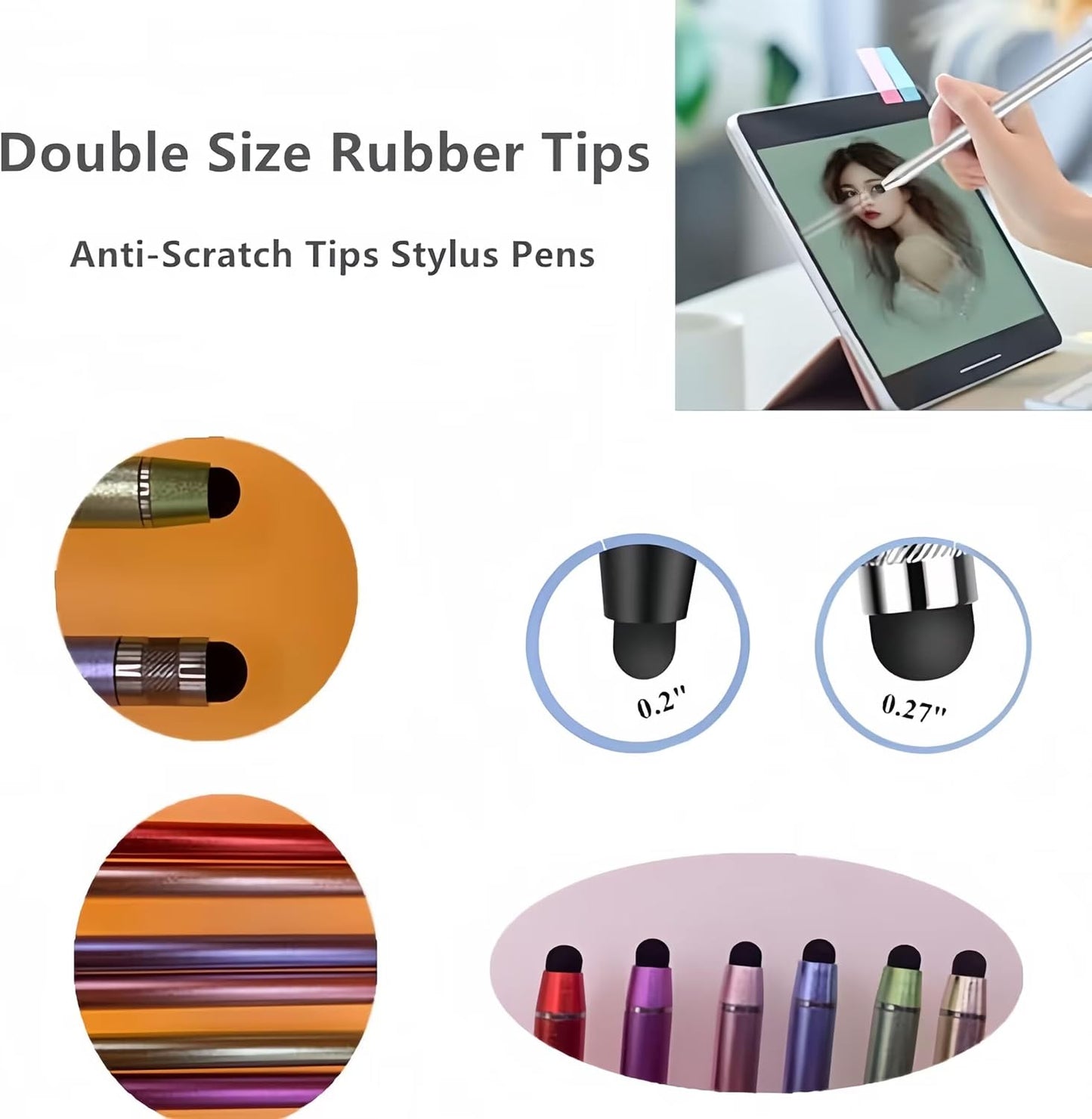 6 Pack Stylus Pen for Touchscreen, Smozer 2 in 1 High Sensitivity Capacitive Stylus Pen for iPad, iPhone, Android Smartphone, Tablets and All Universal Touch Screens Devices with Fine Tip Stylus