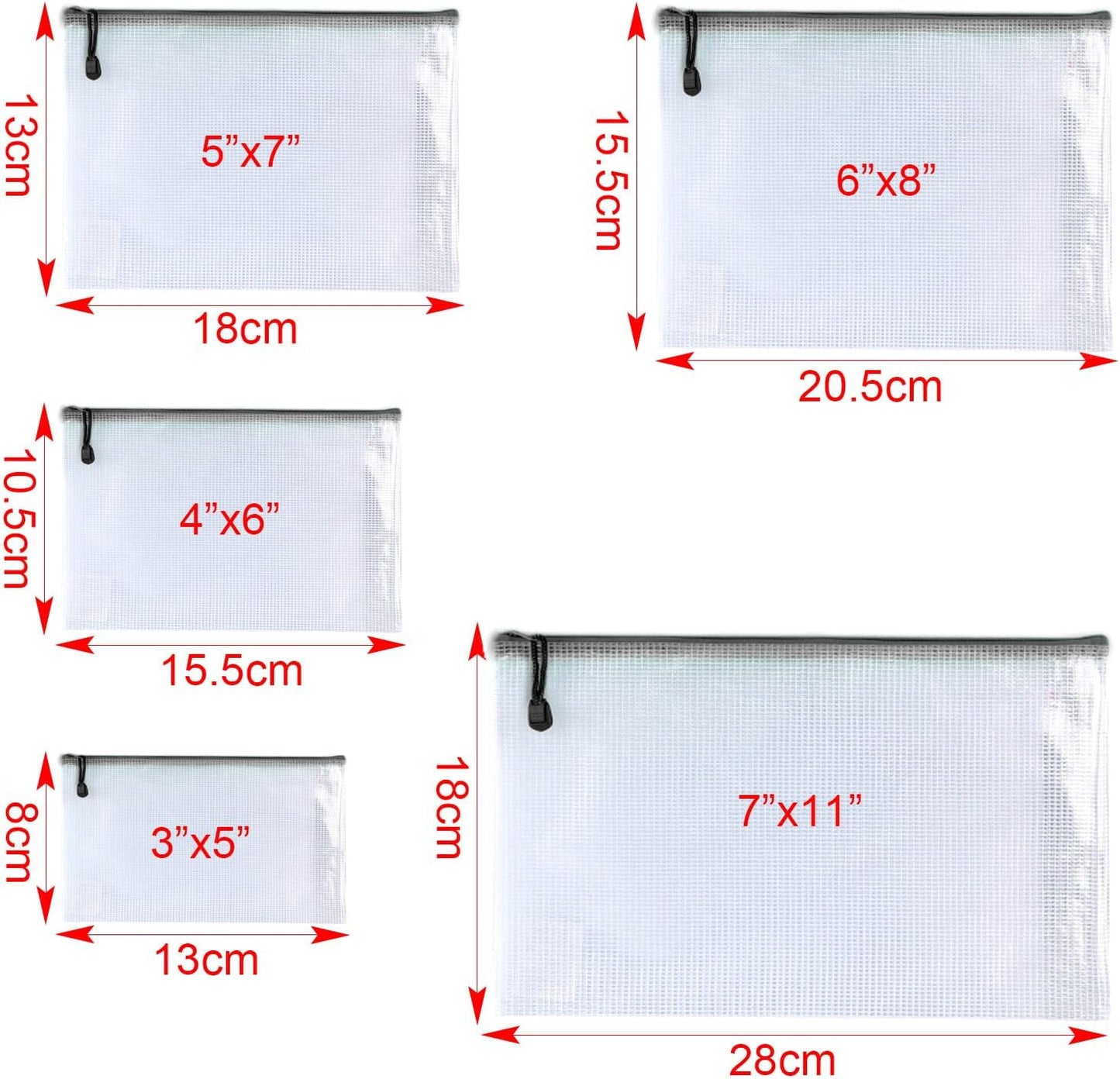 OAIMYY-20 PCS-6"x 8"-Mesh Zipper Pouch, Plastic Zip File Folders Puzzle Bags for Organizing,Office Supplies,Travel,Home Storage (Color)