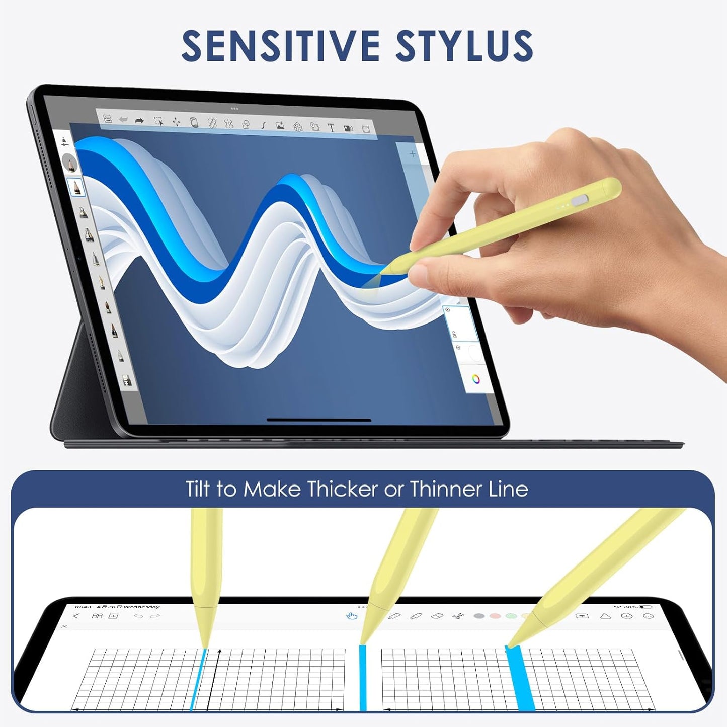 Stylus Pen for iPad 2018-2025, 2X Fast Charge iPad Pencil 2nd Generation Compatible with Apple iPad Pro M4/ 12.9"(6/5/4/3)/ 11"(4/3/2/1), Mini 6/5, Air (M2/5/4/3), (10/9/8/7/6)