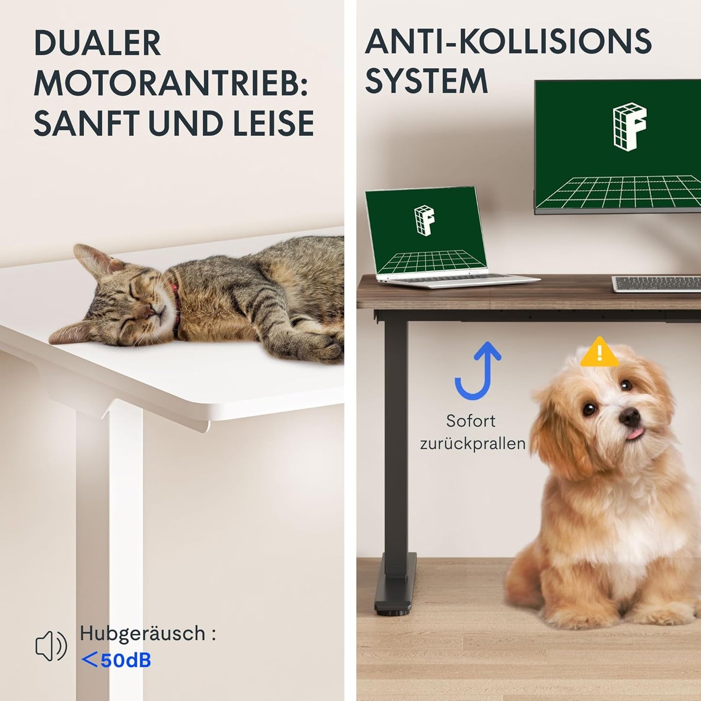 FLEXISPOT 71 x 32 Inch Dual Motor Standing Desk, Computer Desk with Memory Controller, Home Office Desk with Splice Board (White Frame + 71" White Desktop, 2 Packages)