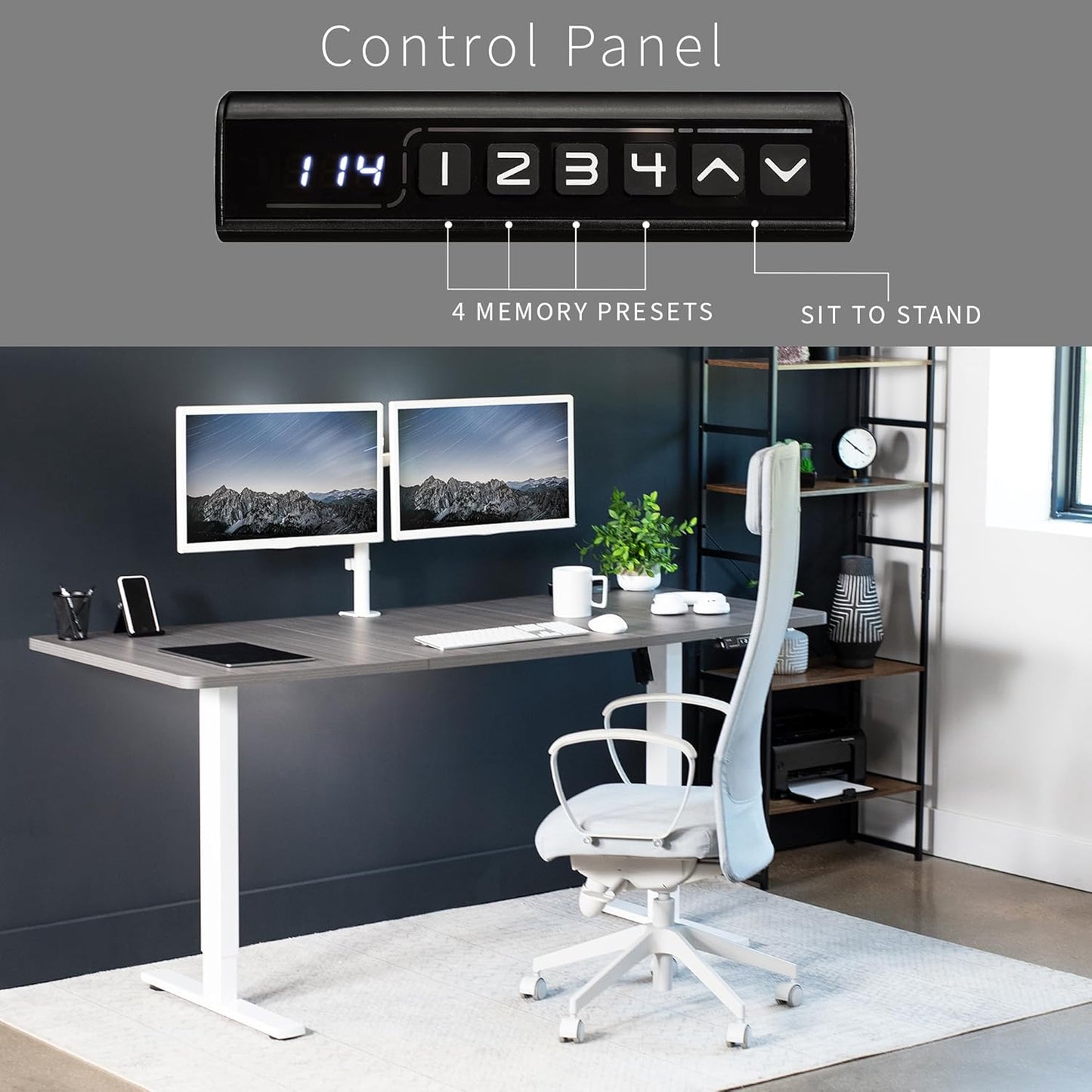 VIVO Electric 71 x 30 in Standing Desk, Memory Height Adjustment, 1B Series, Dark Gray Top White Frame, DESK-KIT-1W7G