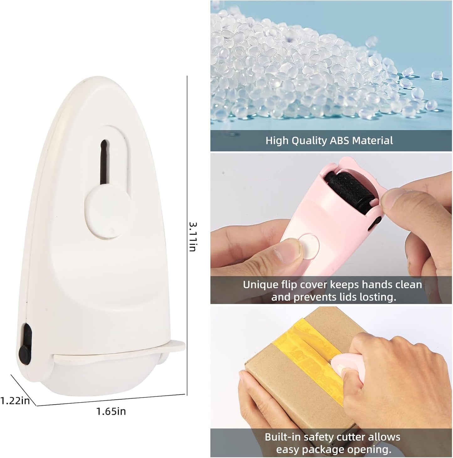 Identity Privacy Protection Roller Security Stamp 2-Pack - Guard Your ID with Adjustable Ink, Built-in Cutter & Flip Cover Design, Compact Security Tool for Document & Mail Privacy (White)