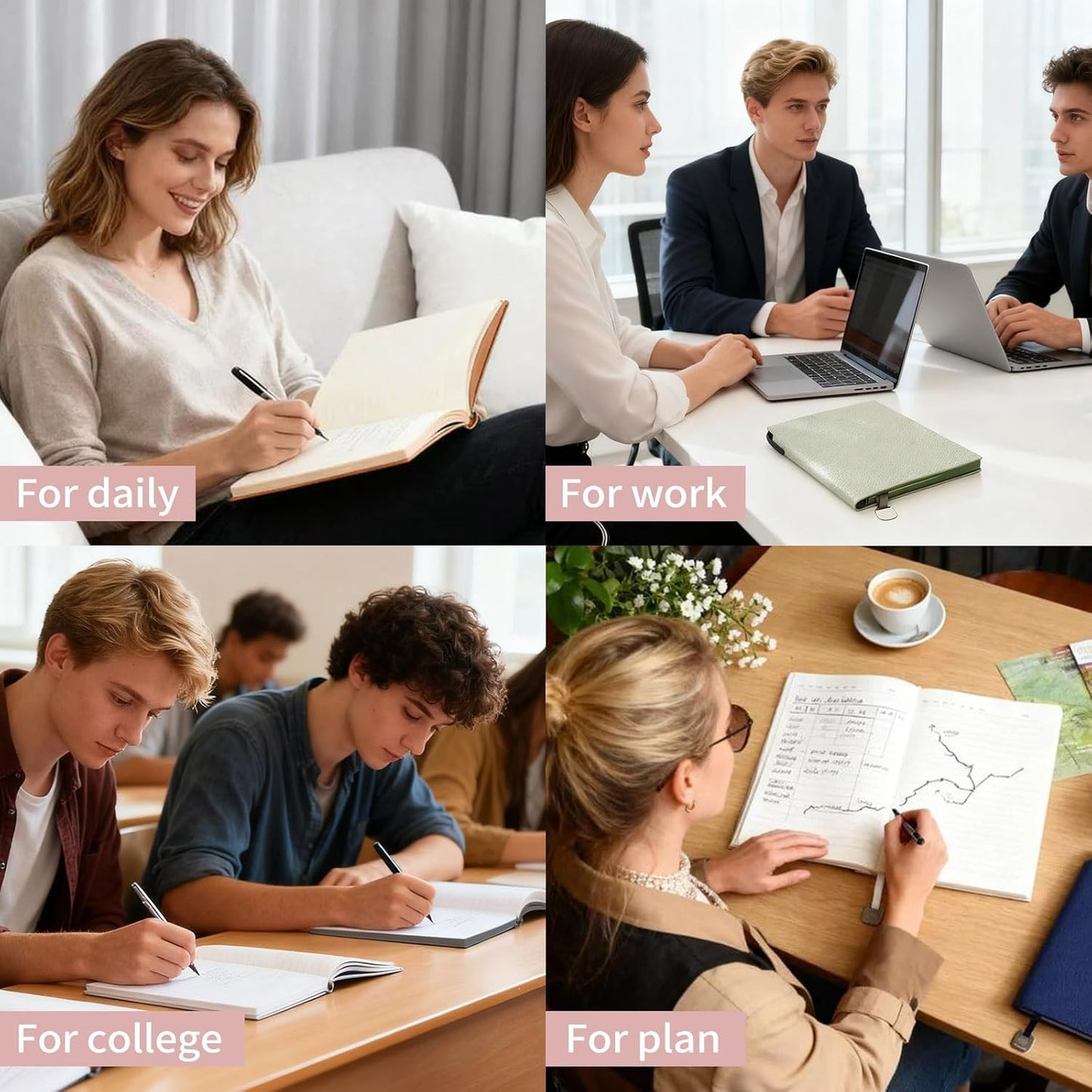 Lined Journal Notebook for Women A5 Softcover PU Leather Journals for Writing, 160 Pages Daily Journaling, College Ruled Notebooks for Work School, Business 6.38'' X 8.28'' Off White