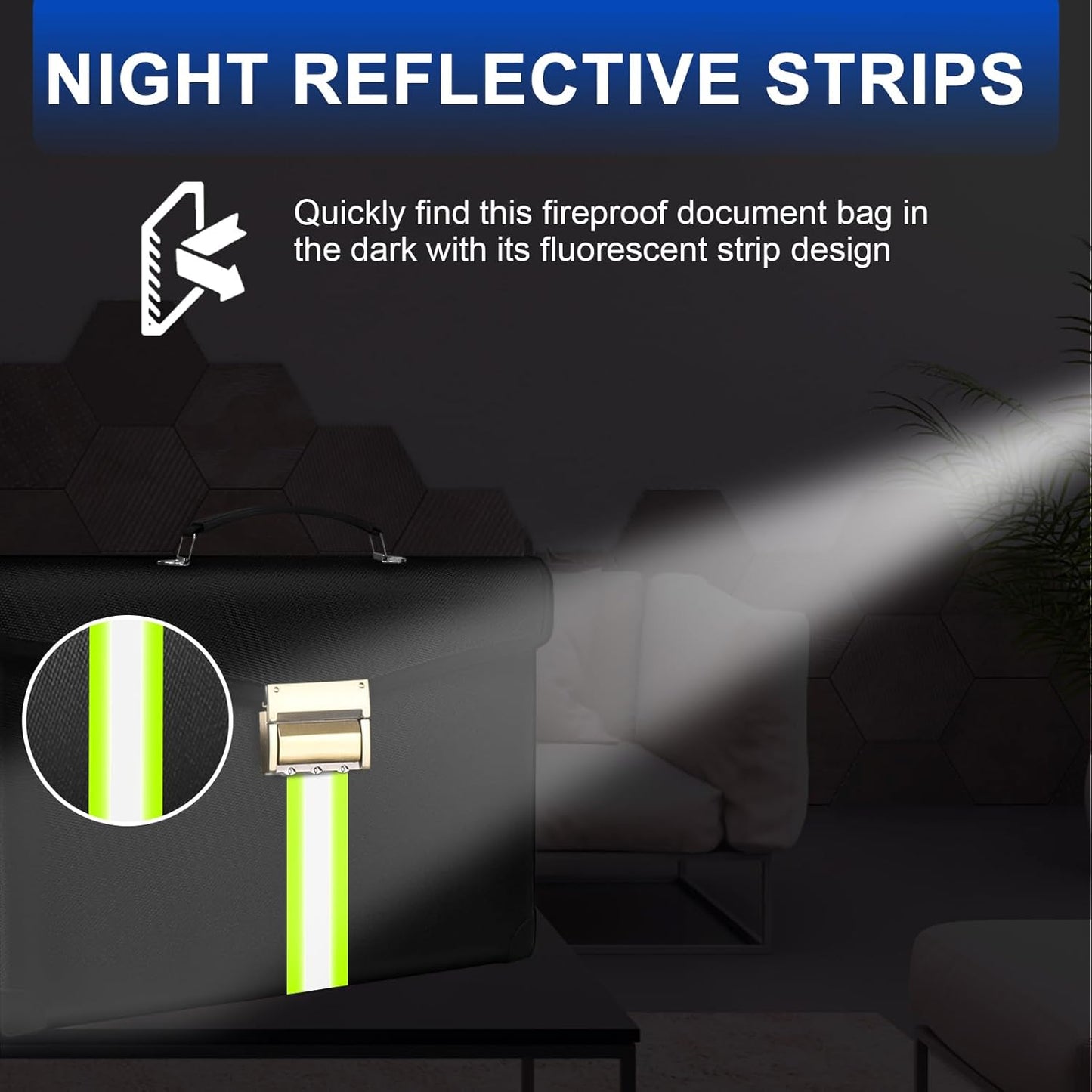 6500°F Large Capacity Upgraded Fireproof Money Bag with Lock,10 Layers of Heat Insulated Materials with Waterproof Zipper/Reflective Strip with Handle for Cash/Important Documents