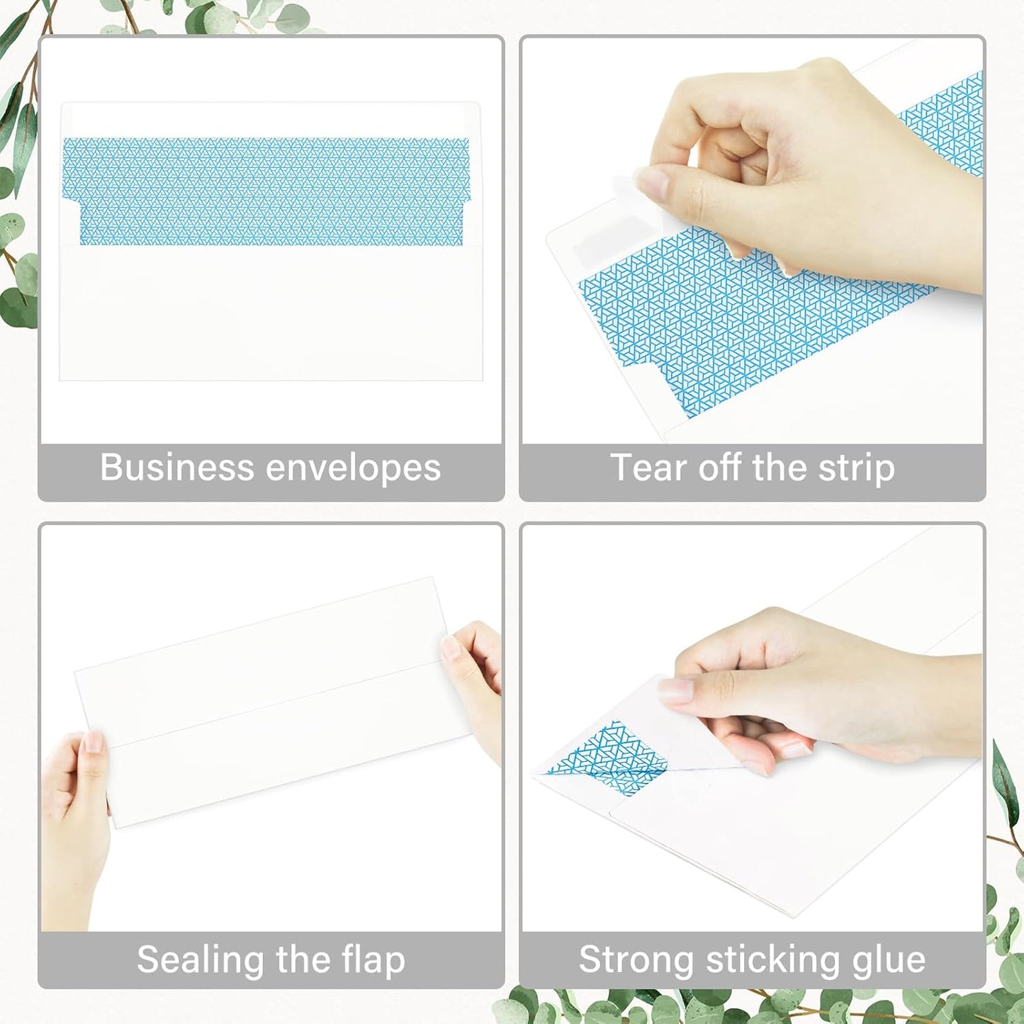 100 Pack #10 Business Envelopes, Self Seal Standard White Envelopes for Secure Business & Legal Mailing, Office, Checks, Letter, Invoices, 4 1/8 x 9 1/2 Inches