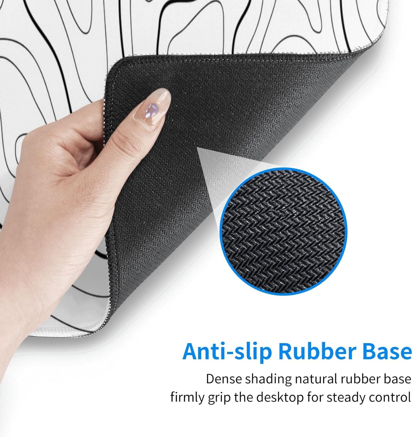 Extended Gaming Mouse Pad, Large Gaming Mouse Waterproof with Stitched Edges, Non-Slip Desktop Pad for Home and Office, Level Up Your 31.5x11.8 Inch… (White Topographic)