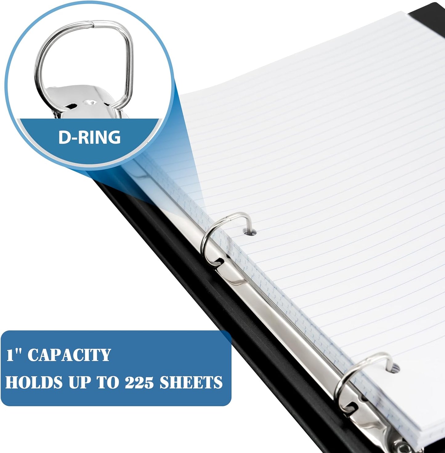 INFUN 1 INCH Telescoping 3 Ring Binder - 12PCS, Flexible 1 INCH Binders 3 Ring with Customizable Front Cover and Clear Catalog Pocket, 225 Sheet Capacity