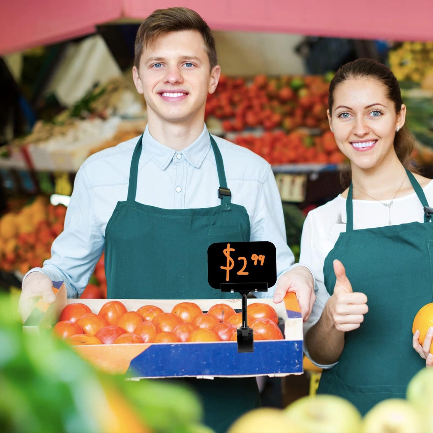 Merchandise Sign Clips Sign Holder Clips,20 Pack Rotatable Holding Clamp Sign Holder Clear Food Signs Clip Holder Swivel Price Signs Clip,Adjustable Clip Sign on Double Head Display Clips for Price Tag Display (Black)