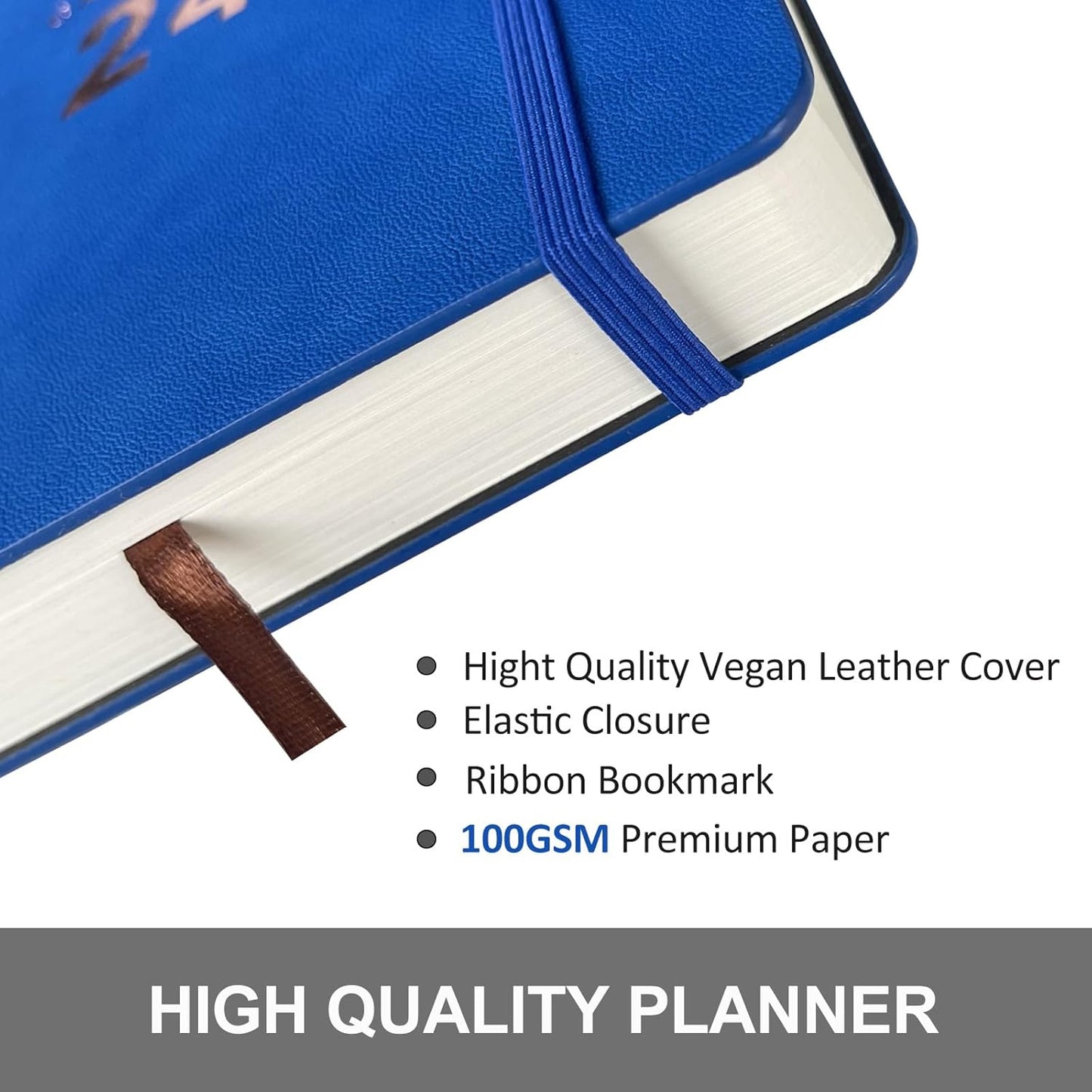 Daily Planner 2025-2026 （8.5"x5.8"）One Day Per Page, Academic Planner July 2025 to June 2026, Agenda 2025 2026, Appointment Calendar Book with Faux Leather Cover (Blue)