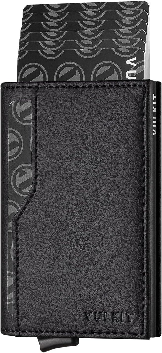 VULKIT Card Holder Wallet with Double ID Windows RFID Blocking Pop Up Wallet Minimalist Design for 12 Cards