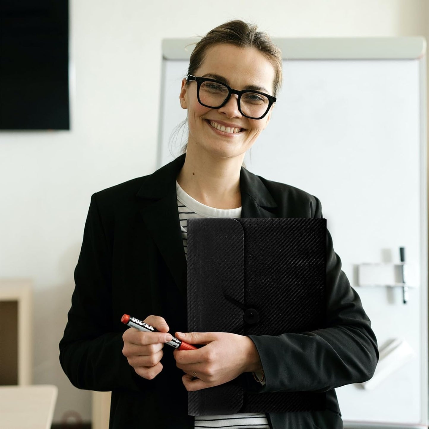 SKYDUE Accordion File Organizer, Expanding File Folder with 7 Pockets,Portable Receipt Paper Bill Document Organizer,Letter/A4 Size Filing Folder School Office Supplies,Black