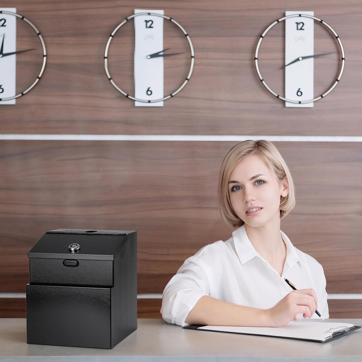 Suggestion Box with Slot and Lock Metal Wall Mounted Donation Box with 4 Keys