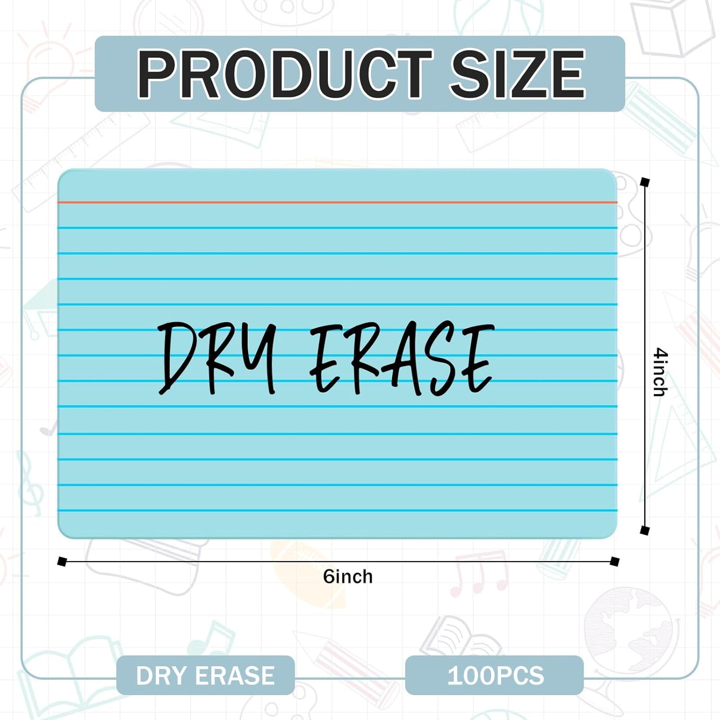 Harloon 100 Pcs Dry Erase Index Cards 4 x 6 Inch Laminated Reusable Dry Erase Note Cards Sheets for Office to Do List (Ruled Candy Color)