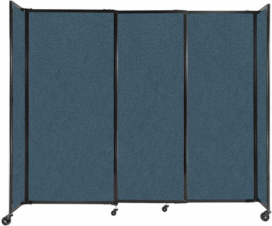 Versare Straightwall Sliding Portable Wall Partition | Freestanding Office Dividers | Locking Wheels | Temporary Room Separator | 7'2" Wide x 6' Tall Caribbean Fabric Panels