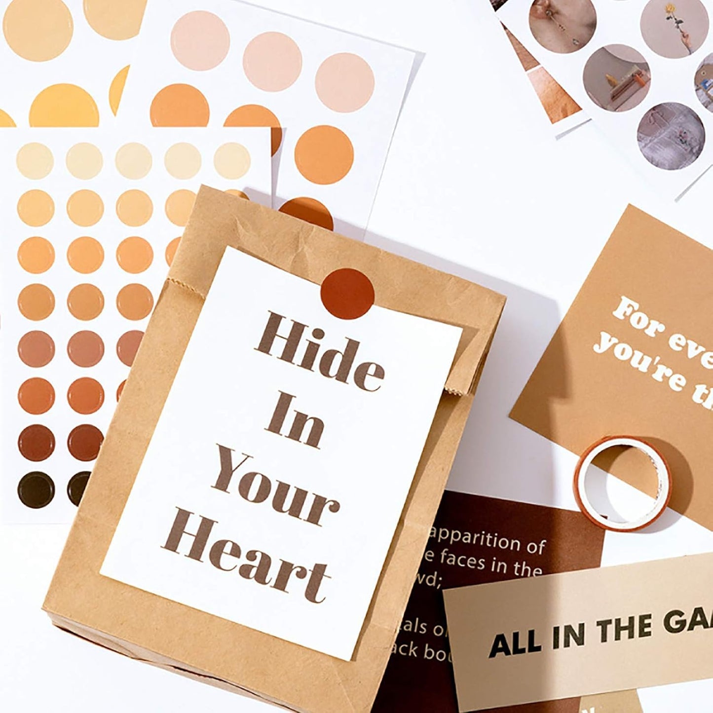 MAXLEAF 64PCS Literary Vintage Ins Style Scrapbook Bullets Journals Decoration Material Pack for DIY Scrapbook Album Decoration with Poster Tapes Stickers (Yellow)