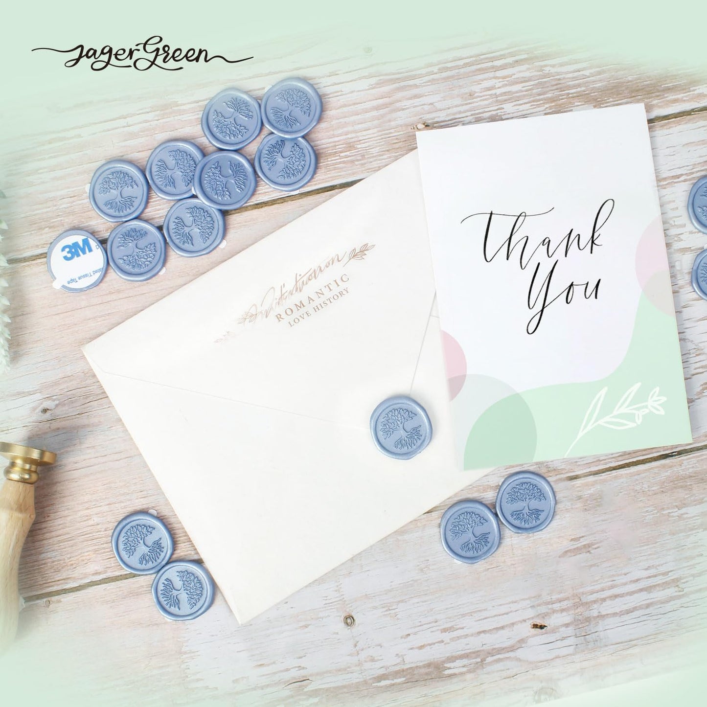 Wax Seal Stickers with Various Seals Patterns, Blue Adhesive Sealing Wax Sticker Set for Wedding Invitations Customize, Envelopes Sealer, Christmas Gift (Life Tree, 60 Pcs)