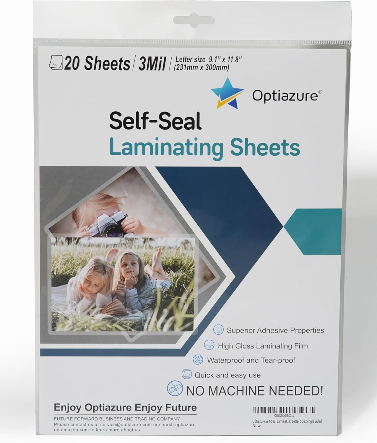 Self-Seal Laminating Sheets 9.1"x11.8" Inches, 3mil 20Pack, Letter Size, Single Sided