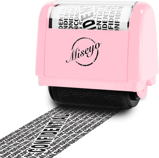 Miseyo Wide Roller Stamp Identity Theft Stamp 1.5 Inch Perfect for Privacy Protection,Anti-Theft Security Confidential Easy for Guard Personal Information Blockout - Pink