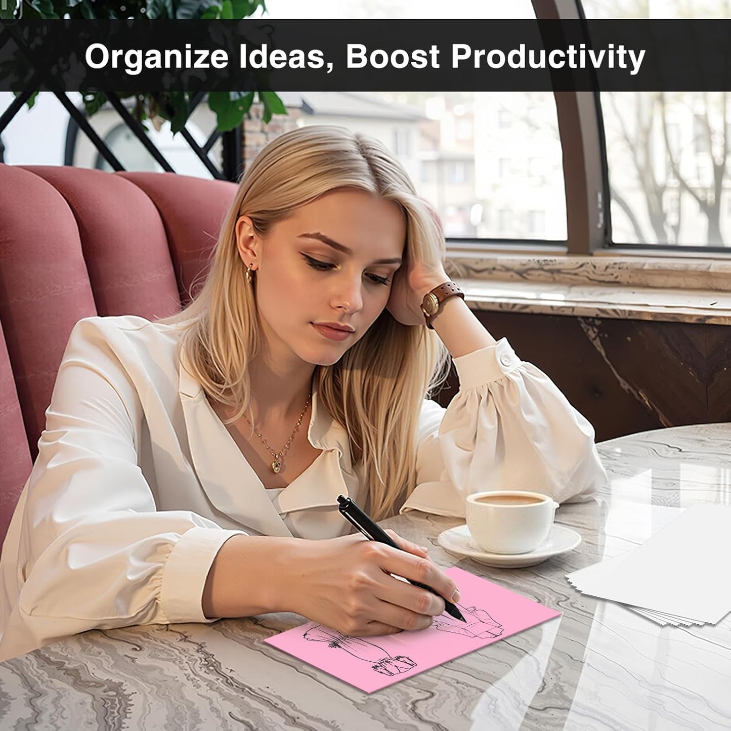 300 Count Blank Index Cards 3x5 Inch Pink Flash Cards Colored Cardstock, Unruled Note Cards Study Card Portable Learning Flashcards Ideal for Note Taking, Art Sketching, Office & School Supplies