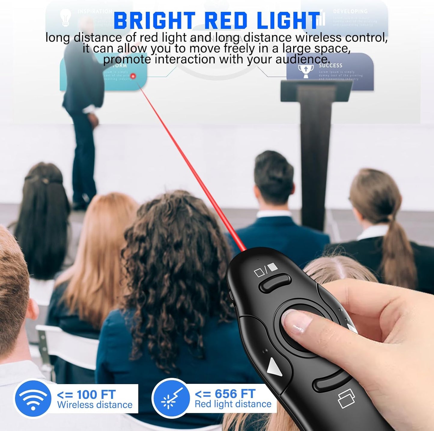 2-in-1 USB Type-C Presentation Clicker, Clikcer for Powerpoint Presentations, Presentation Clicker Wireless Presenter Remote Clicker with Volume Control, Presentation Remote Google Slide Advancer