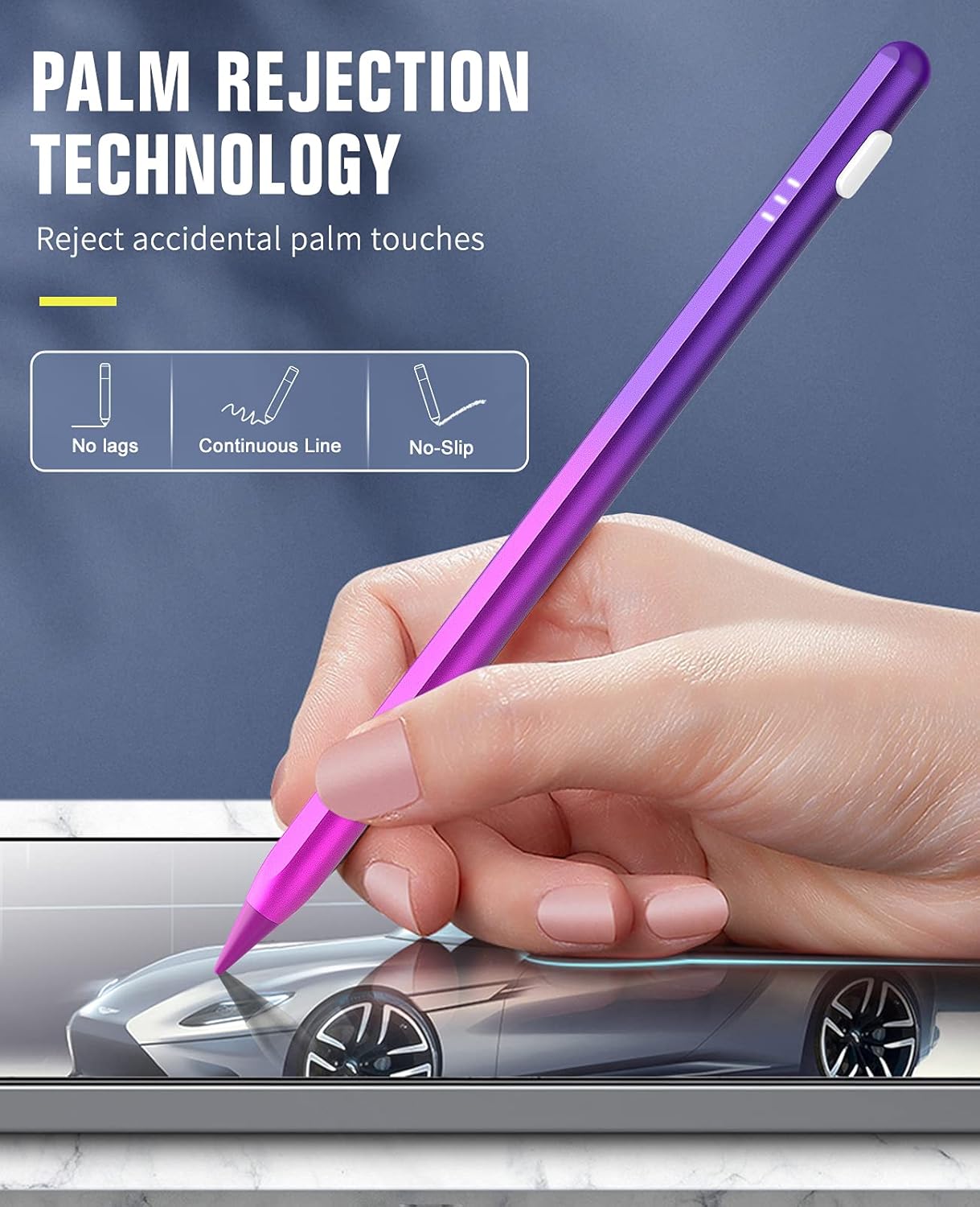 TiMOVO Stylus Pen for iPad, iPad Pencil 2nd Generation with Palm Rejection for 2018-2025 iPad 11th/10th/9th/8th/7th Gen, iPad Pro 13"/11"(M4)/12.9", iPad Air 11"/13" (M3/M2), iPad Mini 7/6th,Purple