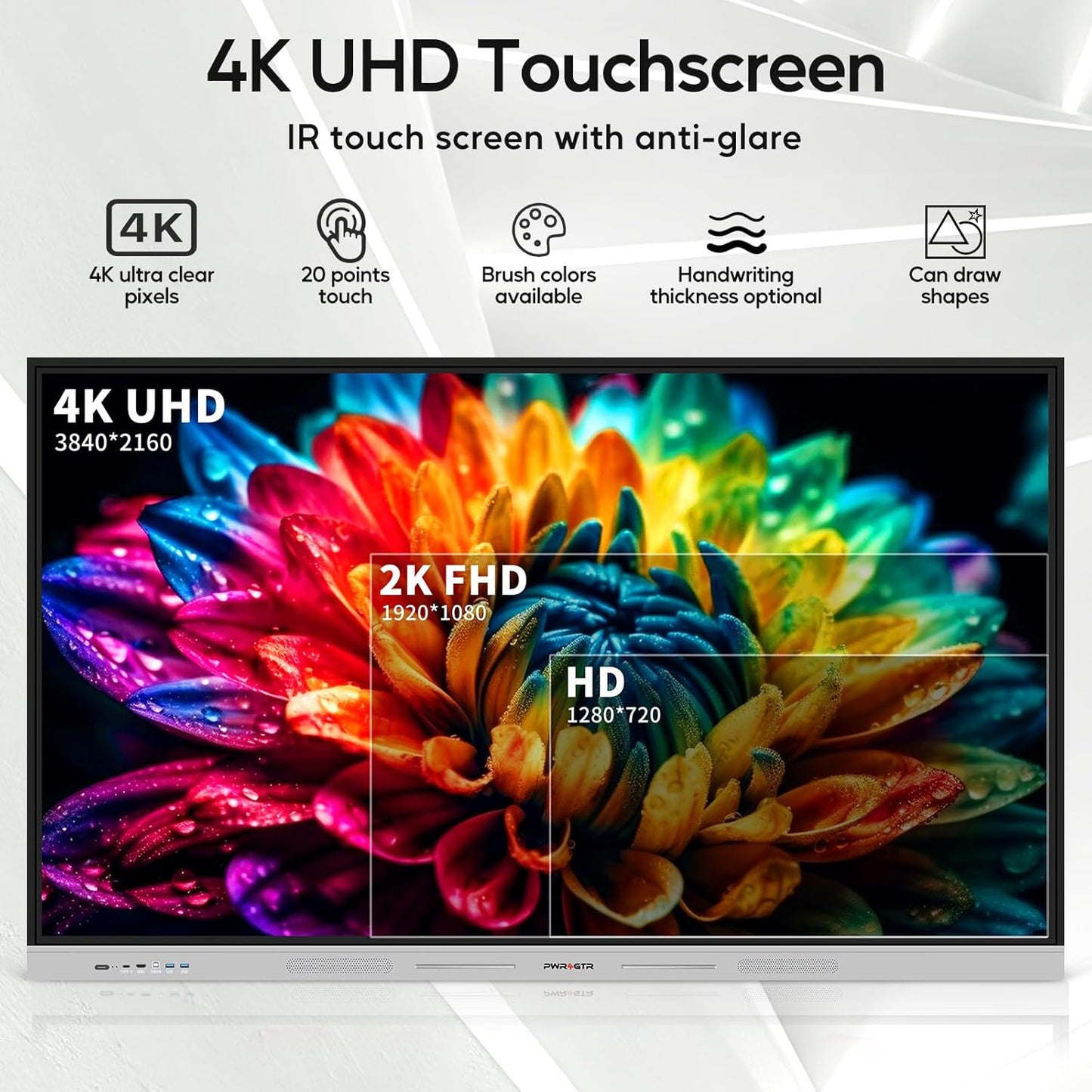 Smart Board | 75" Interactive Whiteboard | 4K UHD | Android 13 | 8+128GB | Digital Whiteboard, Electronic White Board for Classroom Home Office | Wall Mount Included