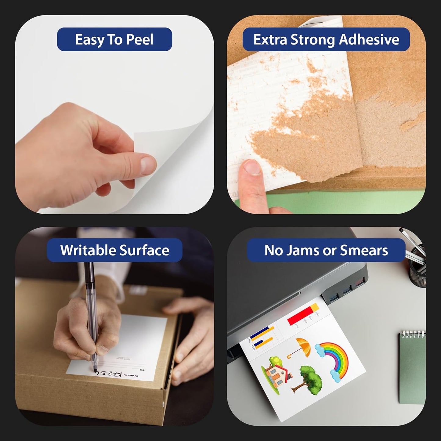 2000 Sheet (4000 Labels) | 8.5" x 11" 2 UP Half Sheet Self Adhesive Shipping Labels for Laser & Inkjet Printers | Ecommerce, Address, Mailing, Labeling, Packaging